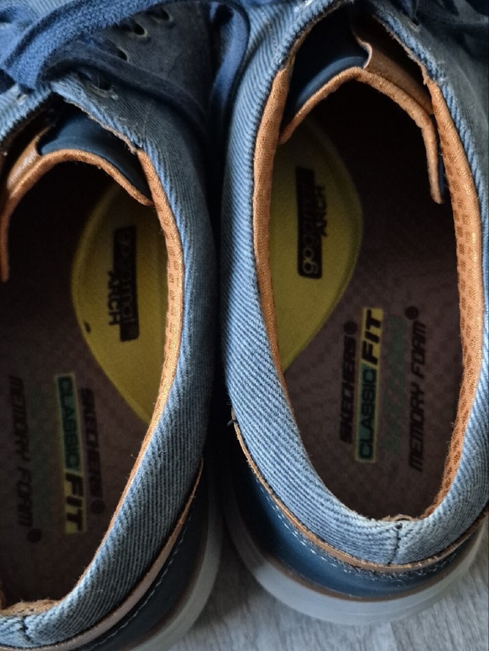 Skechers Men's Denim-Style Lace-Up Loafers - Blue & Tan - Picture 4 of 8